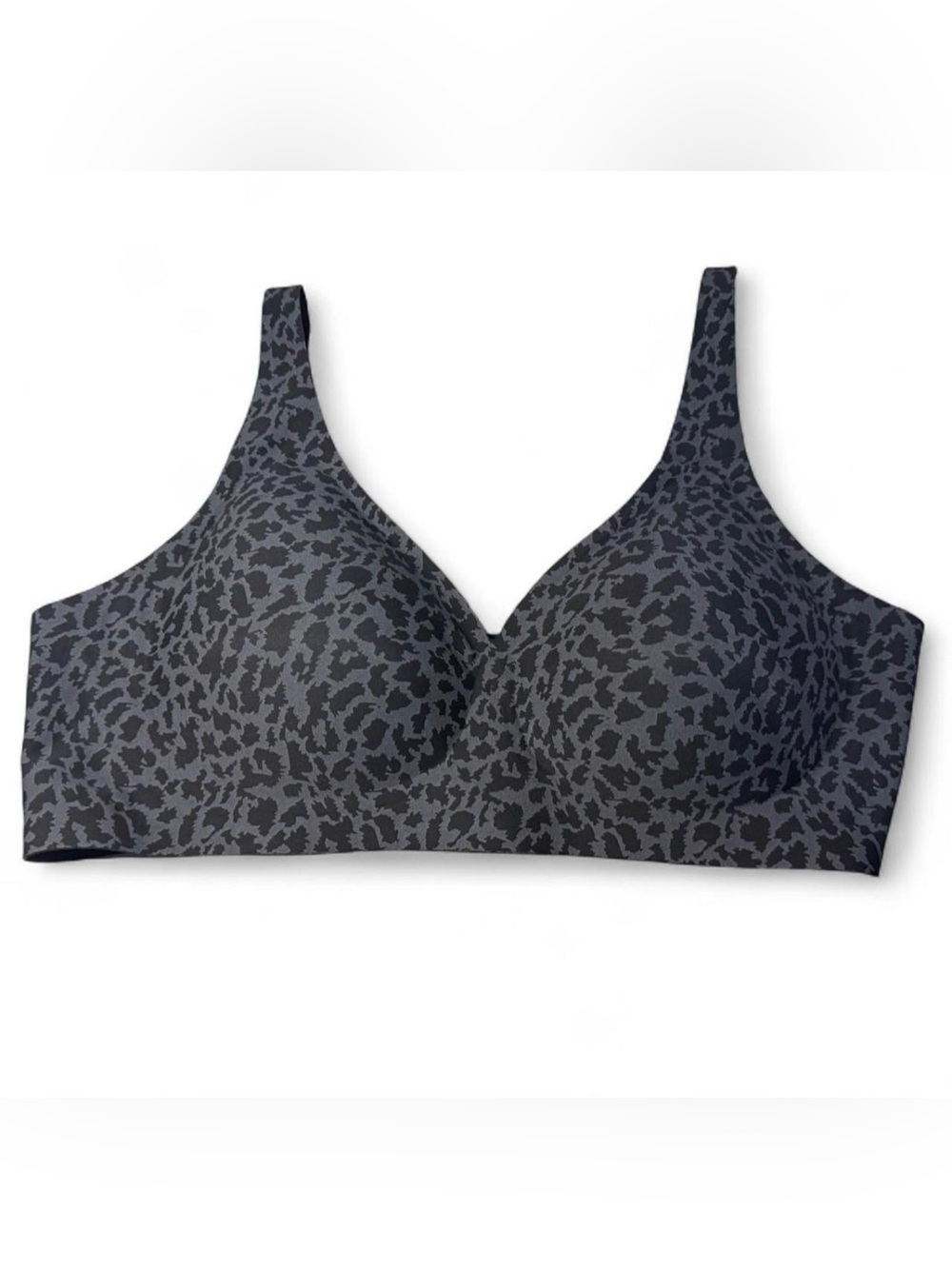 Seamless Leopard-Print Wireless Bra - Charcoal Gray